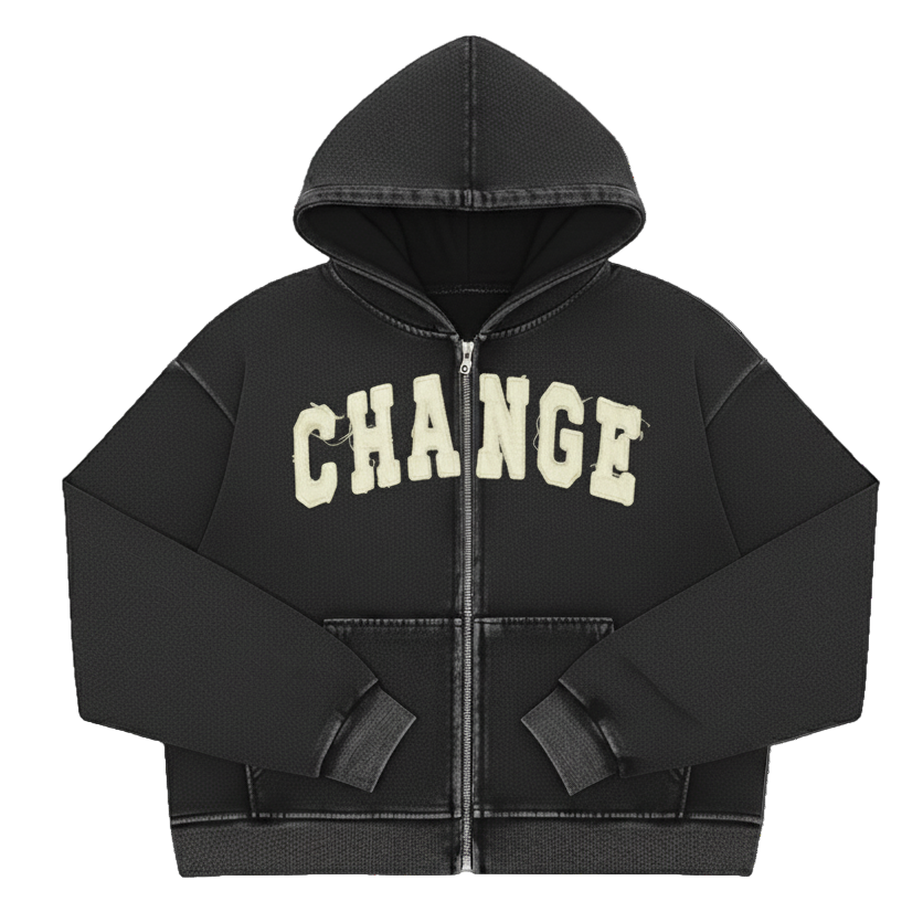 "Change" Cropped Zip-Up Jacket