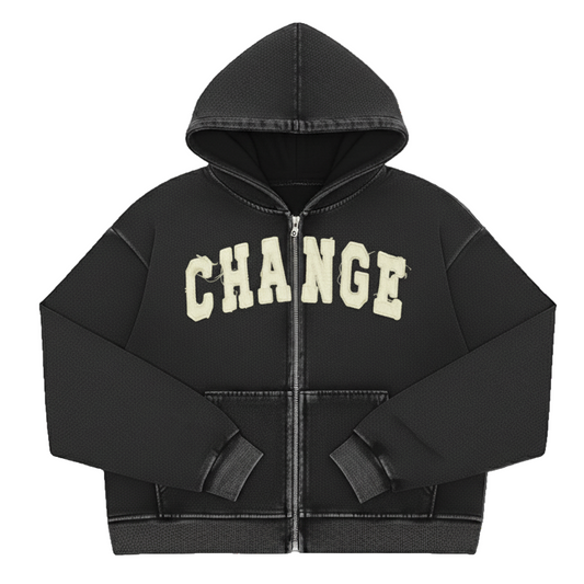 "Change" Cropped Zip-Up Jacket