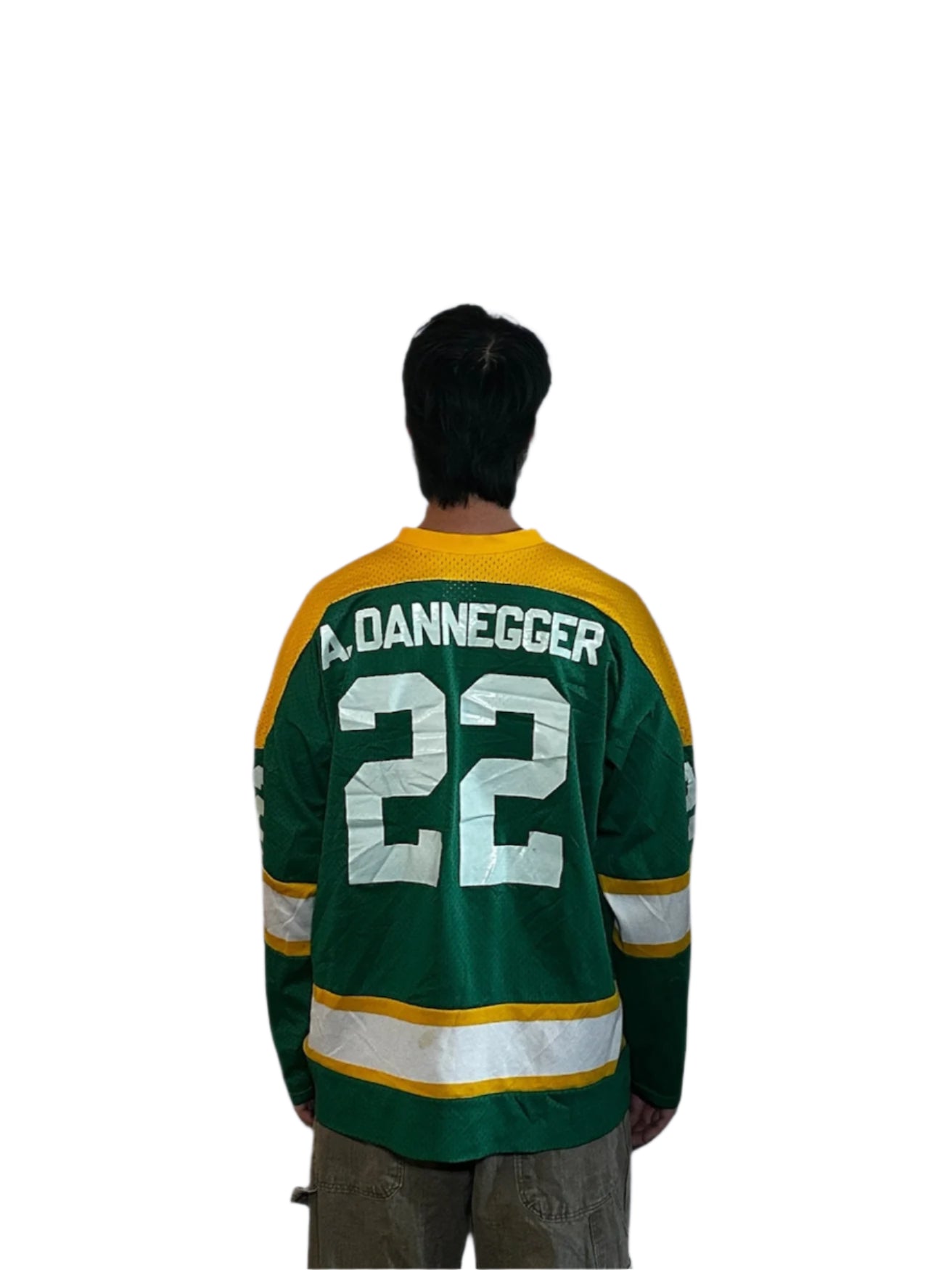 Vintage Green and Yellow Hockey Jersey